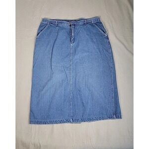 Ragtop Jean Denim Skirt 22 40x32 Midi A Line Blue Pockets Cottage Granny Prairie